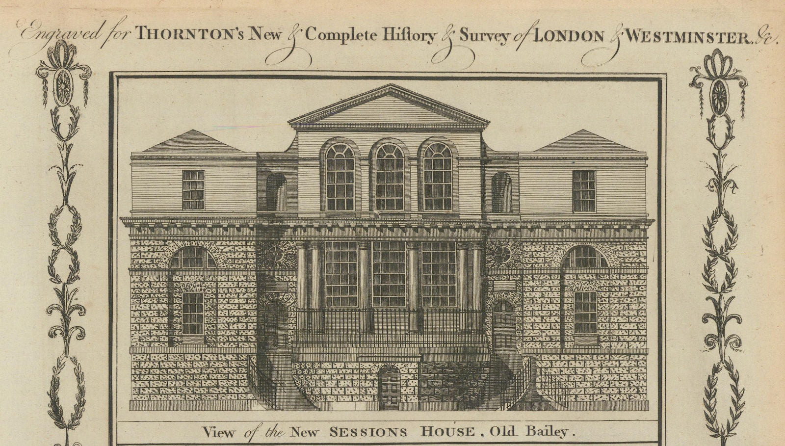 New Sessions House, Old Bailey. 1774 George Dance reconstruction. THORNTON 1784